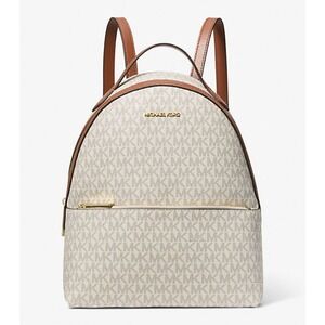 MICHAEL KORS SHEILA MEDIUM ZIP BACKPACK BAG TRAVEL TRIP TOTE MK LOGO PALE GOLD